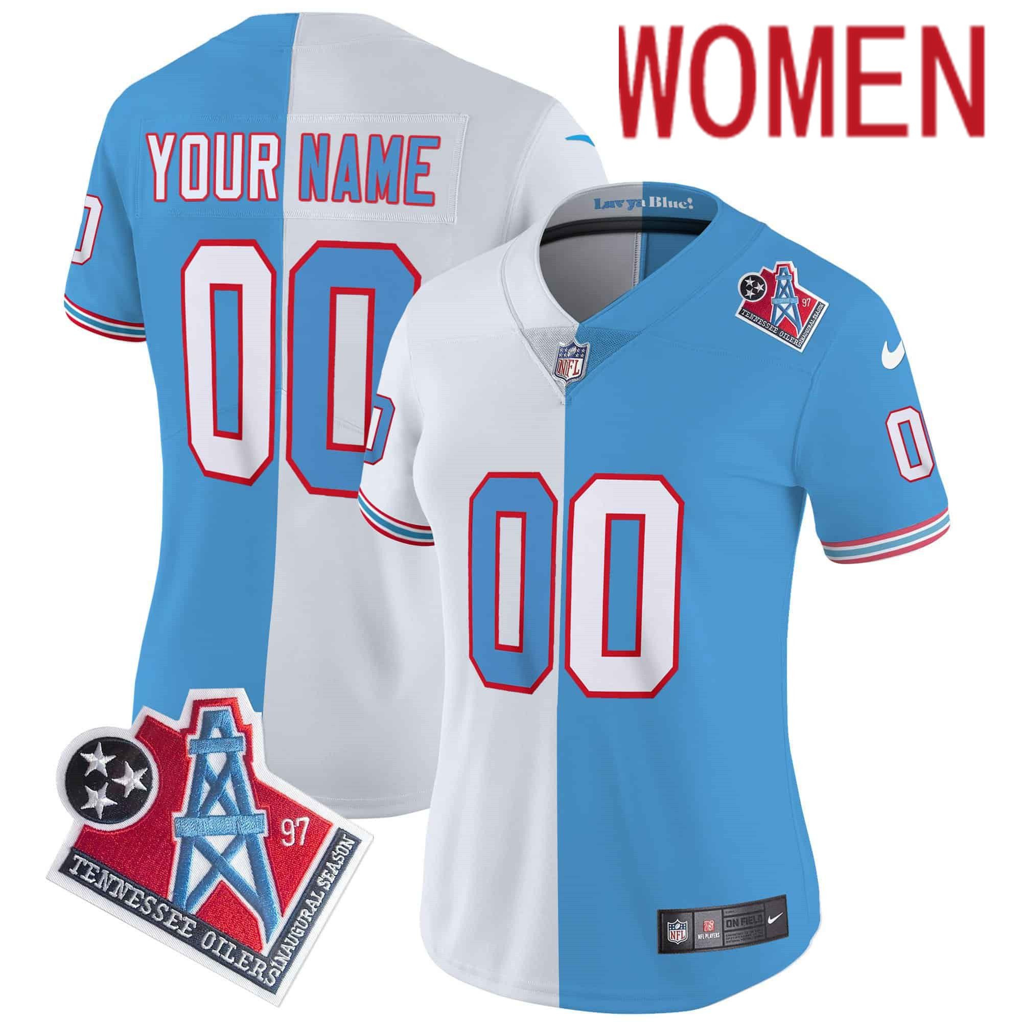 Women Tennessee Titans Light Blue with white 1997 Throwback 2024 Nike Limited Vapor Custom NFL Jersey